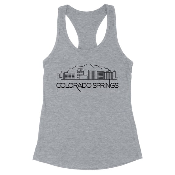 Skyline Colorado Springs Tank Top Fitted Racerback Women's Small Heather Grey