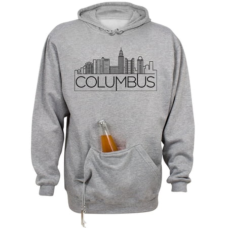 Skyline Columbus Ohio Beer Holder Tailgate Hoodie Sweatshirt Unisex Large Oxford