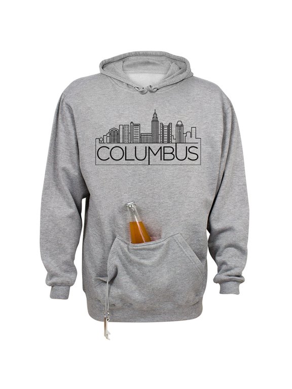 Skyline Columbus Ohio Beer Holder Tailgate Hoodie Sweatshirt Unisex Large Oxford