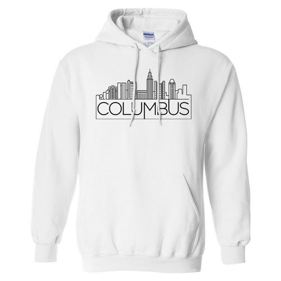 Skyline Columbus Ohio Hoodie Sweatshirt Unisex Large White
