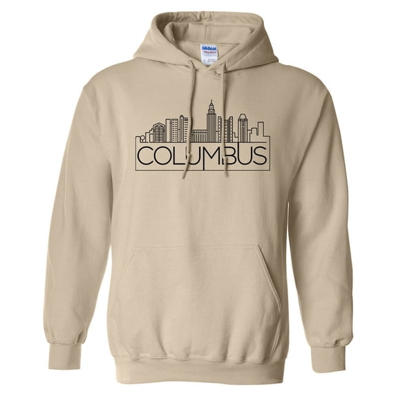 Skyline Columbus Ohio Hoodie Sweatshirt Unisex Small Sand