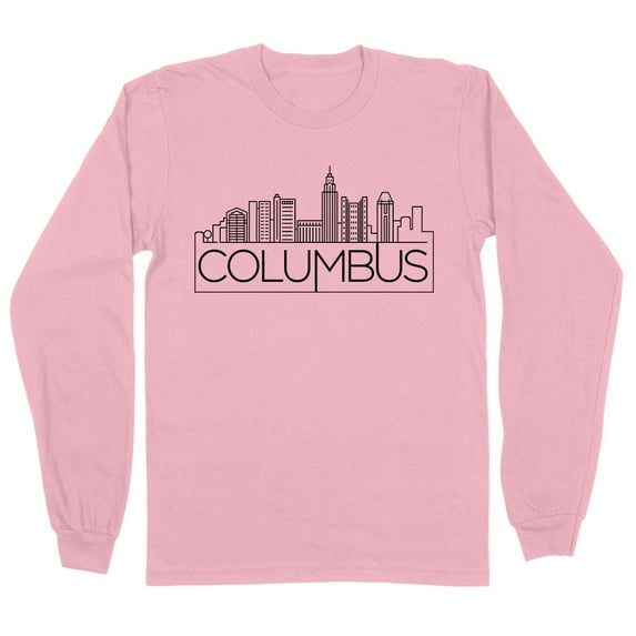 Skyline Columbus Ohio Long Sleeve Shirt Unisex 2X-Large Pink