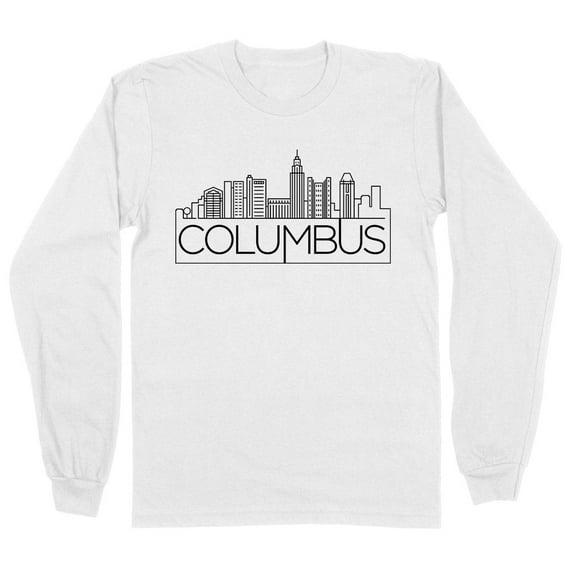 Skyline Columbus Ohio Long Sleeve Shirt Unisex Large White