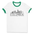 thumbnail image 1 of Skyline Columbus Ohio Ringer Tee Shirt Unisex Large White/Kelly Green, 1 of 5