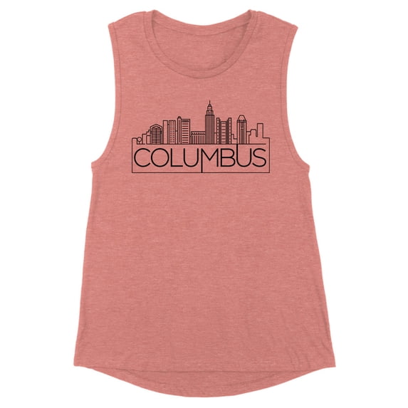 Skyline Columbus Ohio Women's Muscle Tank 2X-Large Desert Pink