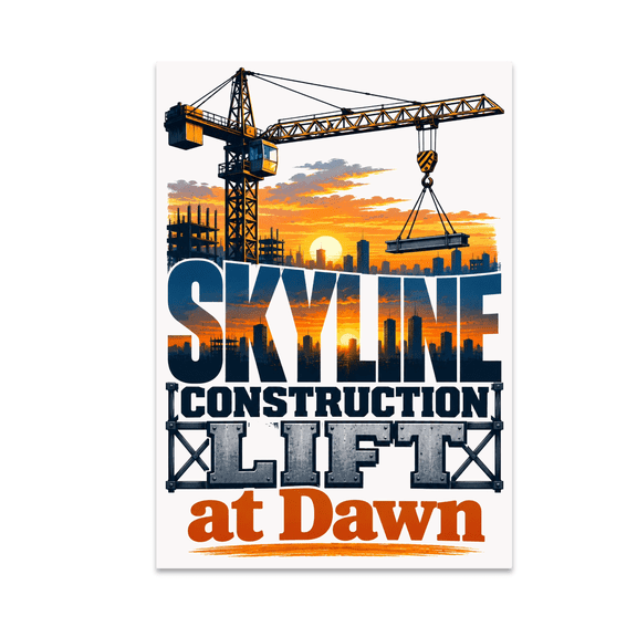 Skyline Construction Lift at Dawn Art - Crane Operator - 13x19 Poster Print