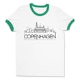 thumbnail image 1 of Skyline Copenhagen Denmark Ringer Tee Shirt Unisex X-Large White/Kelly Green, 1 of 5