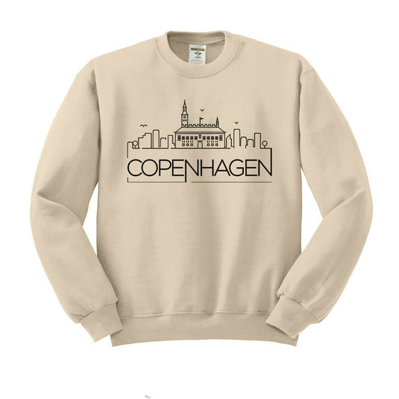 Skyline Copenhagen Denmark Sweatshirt Unisex 2X-Large Sand