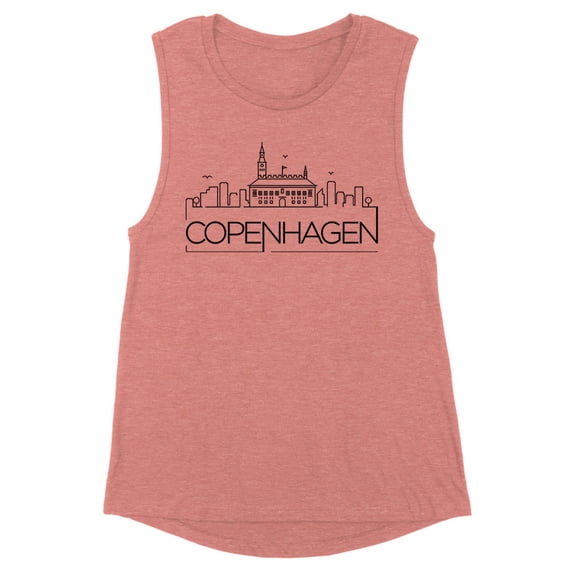Skyline Copenhagen Denmark Women's Muscle Tank 2X-Large Desert Pink