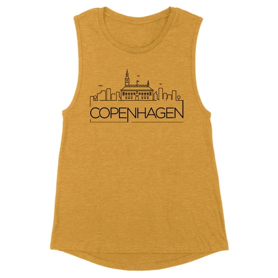 Skyline Copenhagen Denmark Women's Muscle Tank Small Antique Gold