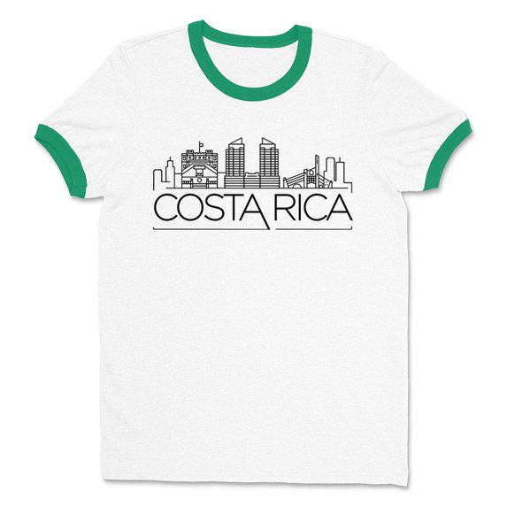 Skyline Costa Rica Ringer Tee Shirt Unisex 2X-Large White/Kelly Green