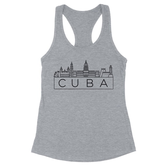Skyline Cuba Tank Top Fitted Racerback Women's Large Heather Grey
