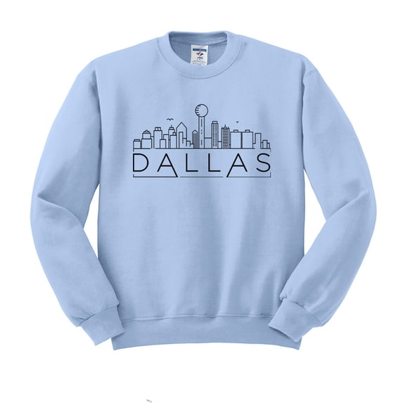 Skyline Dallas Texas Sweatshirt Unisex 3X-Large Light Blue
