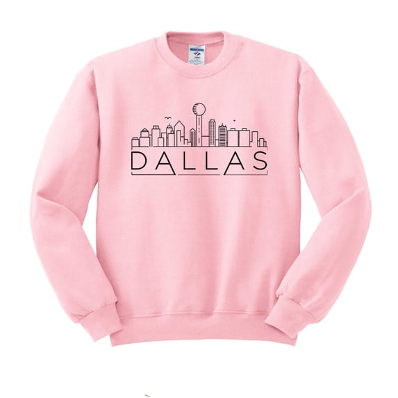Skyline Dallas Texas Sweatshirt Unisex Small Pink