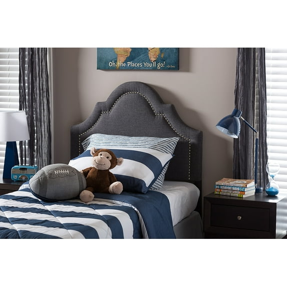 Skyline Decor Dark Grey Fabric Upholstered Twin Size Headboard