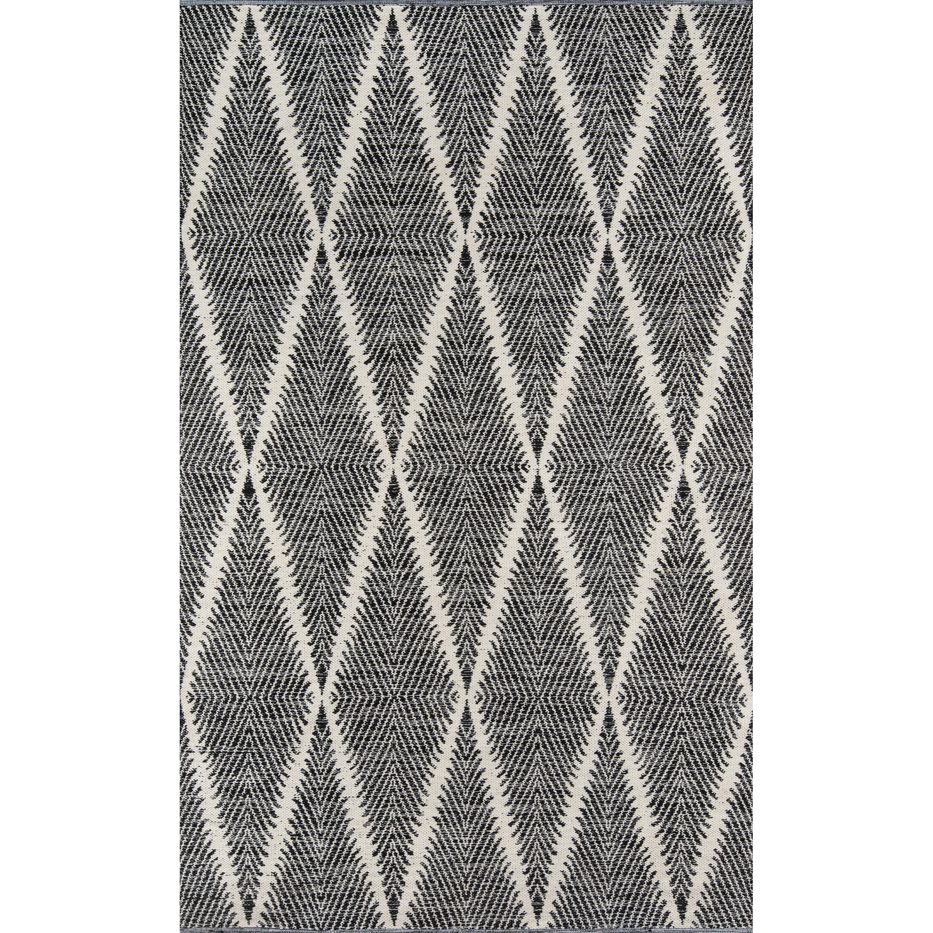 Handmade Black and Gray Diamond Geometric Rectangle Rug 6' x 9'