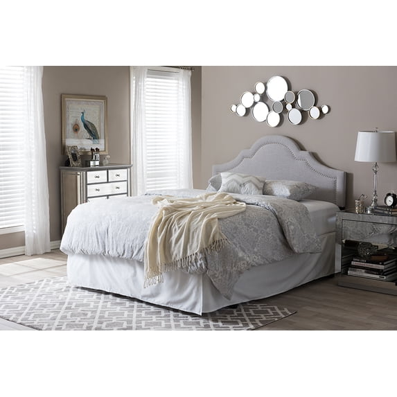 Skyline Decor Grayish Beige Fabric Upholstered King Size Headboard