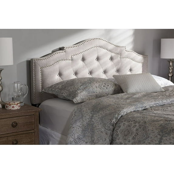Skyline Decor Greyish Beige Fabric King Size Headboard