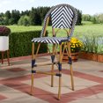 thumbnail image 1 of Skyline Decor Indoor and Outdoor White and Blue Bamboo Style Stackable Bistro Bar Stool, 1 of 5