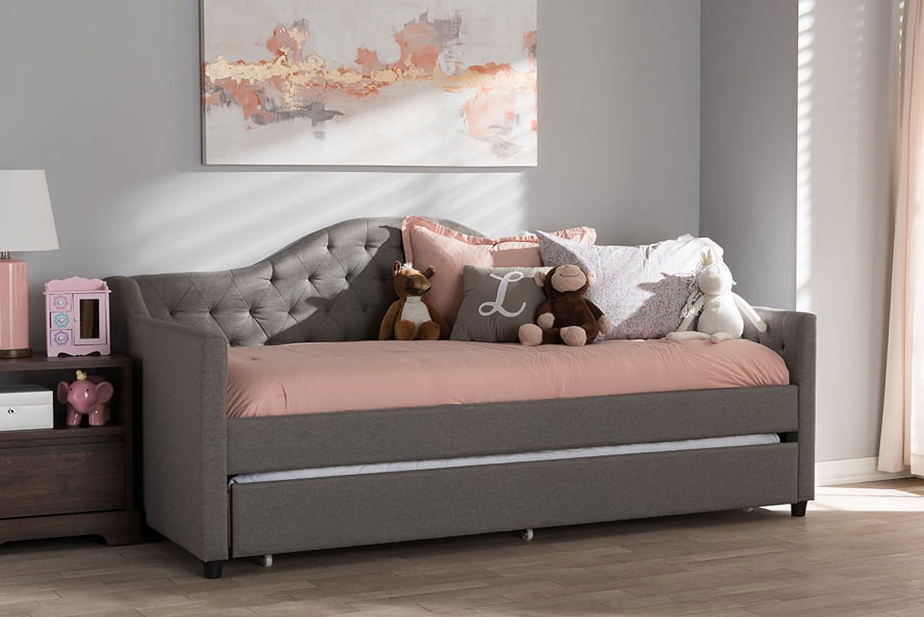 Skyline Decor Light Grey Fabric Daybed with Trundle
