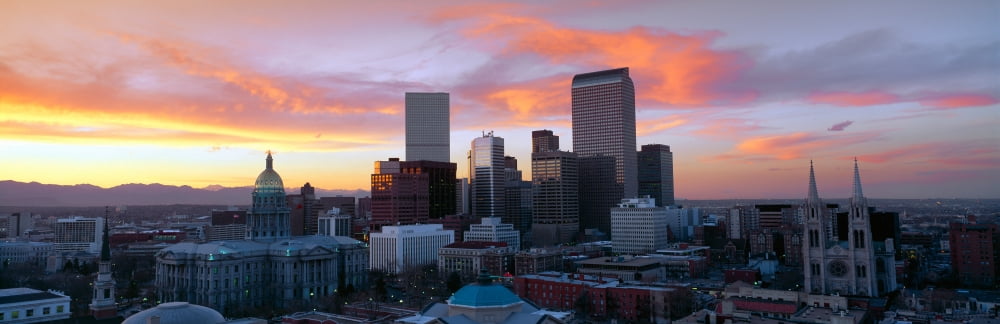 Skyline Denver Colorado Canvas Art - Panoramic Images (36 x 12)