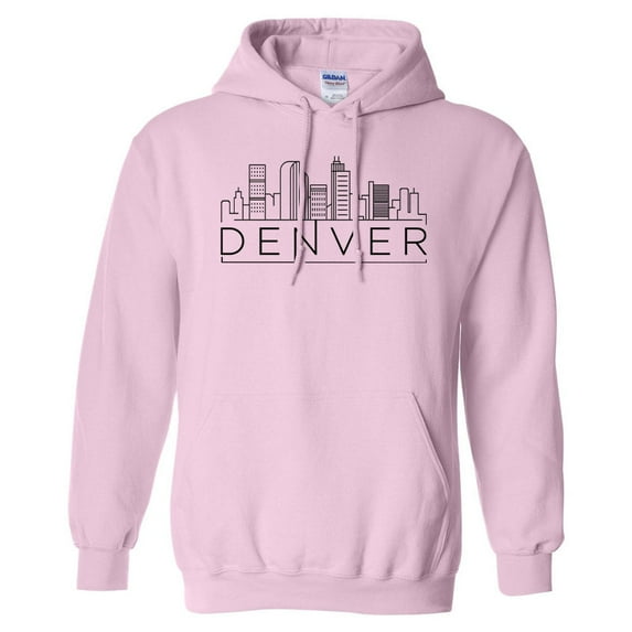 Skyline Denver Colorado Hoodie Sweatshirt Unisex X-Large Pink
