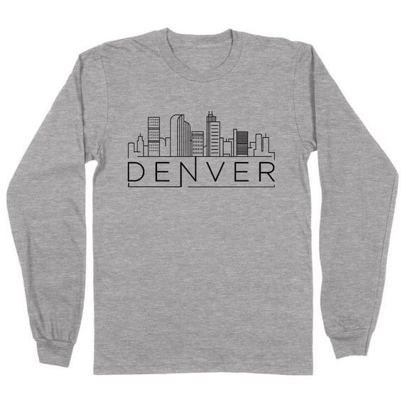Skyline Denver Colorado Long Sleeve Shirt Unisex 4X-Large Grey