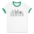 thumbnail image 1 of Skyline Denver Colorado Ringer Tee Shirt Unisex Small White/Kelly Green, 1 of 1