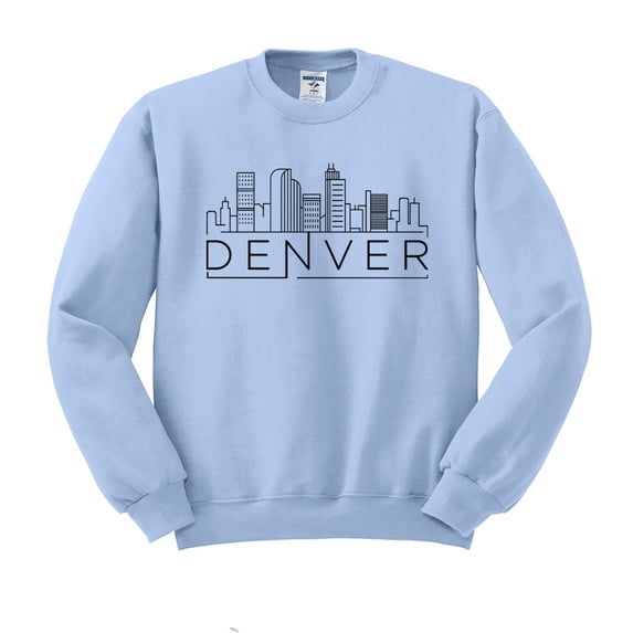 Skyline Denver Colorado Sweatshirt Unisex Large Light Blue