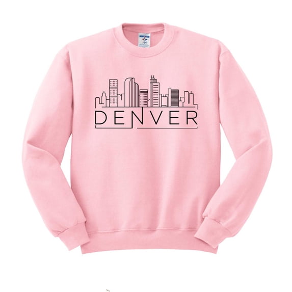 Skyline Denver Colorado Sweatshirt Unisex Large Pink