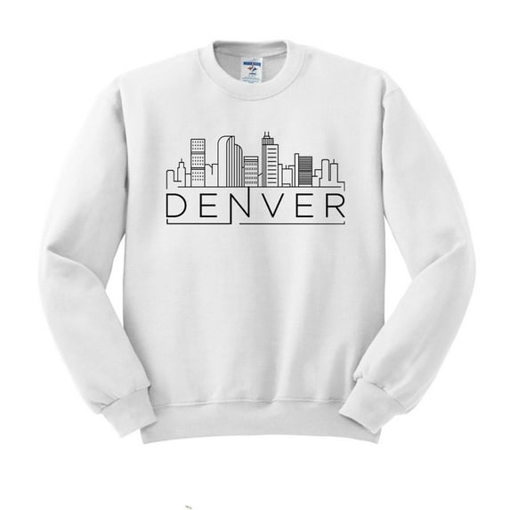Skyline Denver Colorado Sweatshirt Unisex Large White