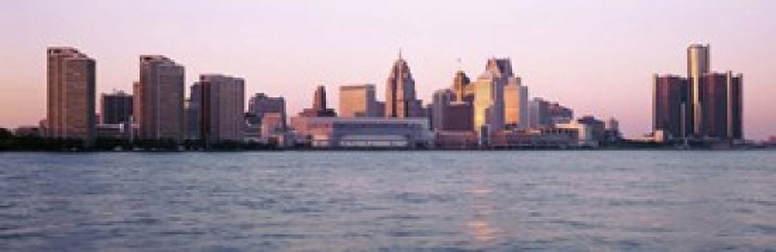 Skyline Detroit MI USA Canvas Art - Panoramic Images (18 x 6)