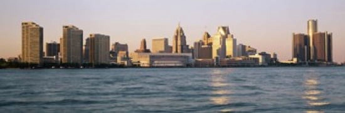 Skyline Detroit MI USA Canvas Art - Panoramic Images (18 x 6)