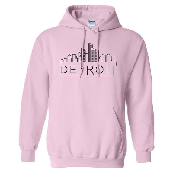 Skyline Detroit Michigan Hoodie Sweatshirt Unisex 5X-Large Pink