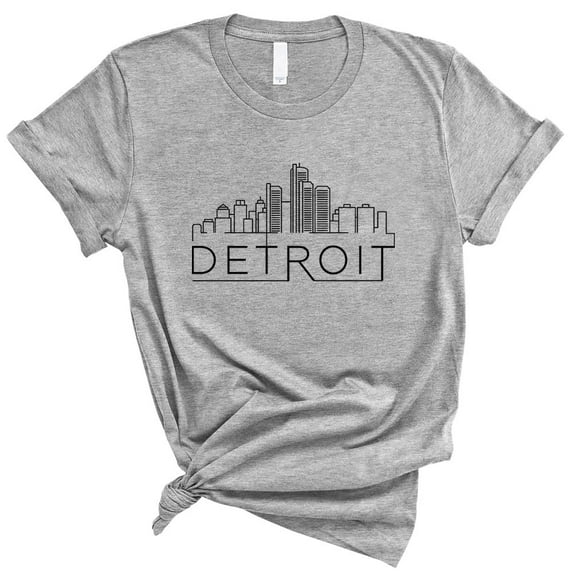Skyline Detroit Michigan Shirt Unisex 4X-Large Grey