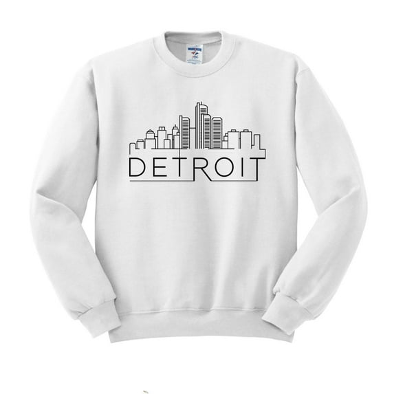 Skyline Detroit Michigan Sweatshirt Unisex Large White