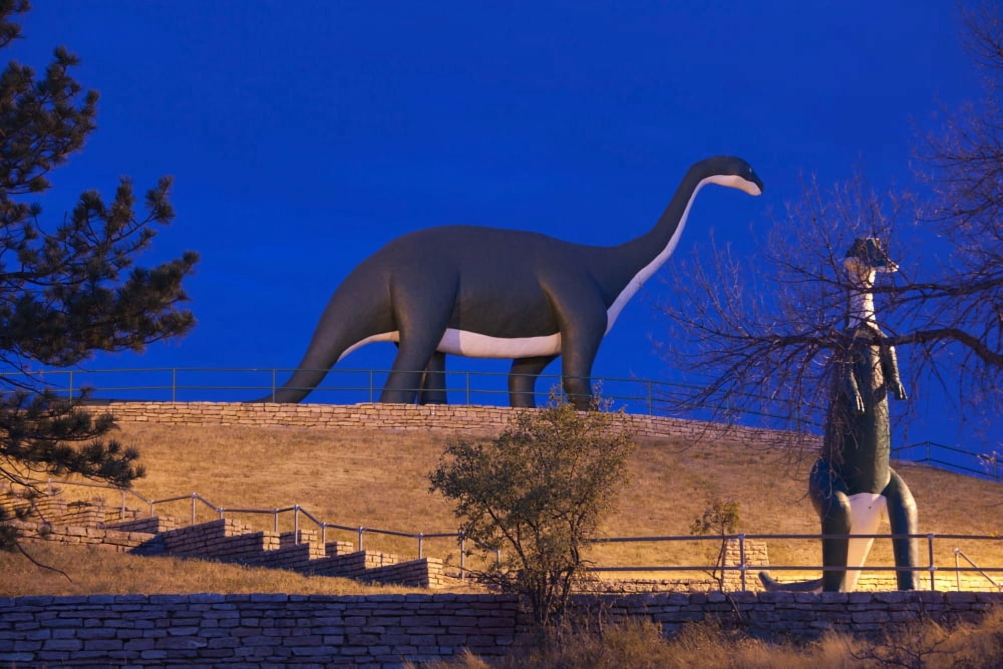 Skyline Drive Dinosaur statues at dawn Rapid City Pennington County South Dakota USA Canvas Art - Panoramic Images (18 x 24)