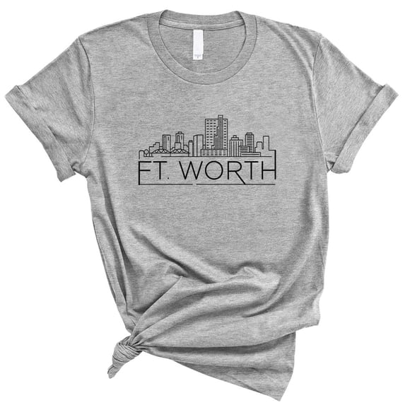 Skyline Fort Worth Texas Shirt Unisex Medium Grey