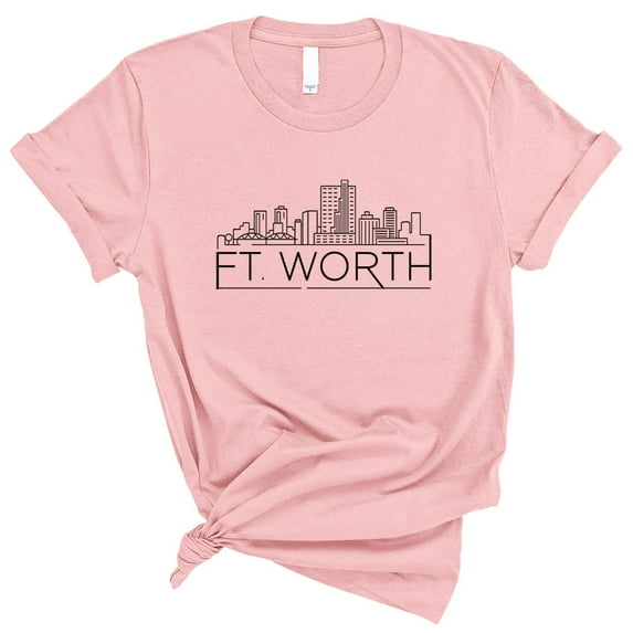 Skyline Fort Worth Texas Shirt Unisex Small Pink