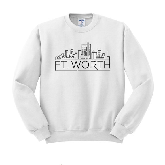Skyline Fort Worth Texas Sweatshirt Unisex Large White