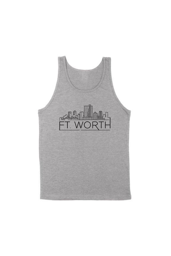 Skyline Fort Worth Texas Tank Top Unisex Large Grey
