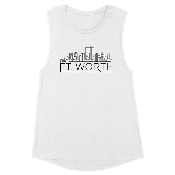 Skyline Fort Worth Texas Women's Muscle Tank Large White