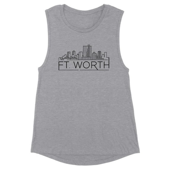 Skyline Fort Worth Texas Women's Muscle Tank Small Heather Grey