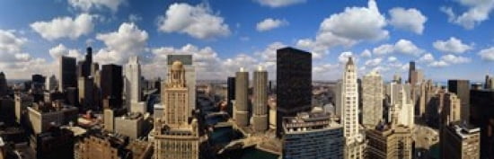 Skyline From Lake Michigan Chicago Illinois USA Canvas Art - Panoramic Images (36 x 12)