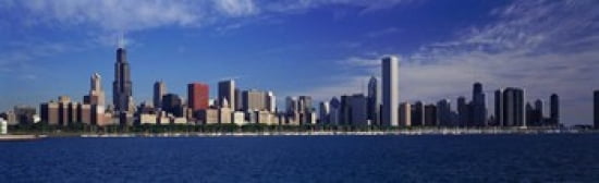 Skyline From Lake Michigan Chicago Illinois USA Canvas Art - Panoramic Images (38 x 12)
