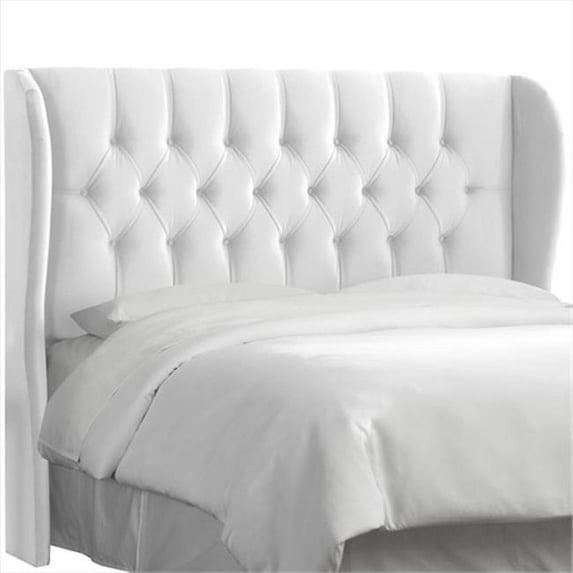 Skyline Furniture 412QVLVWHT Queen Tufted Wingback Headboard In Velvet White