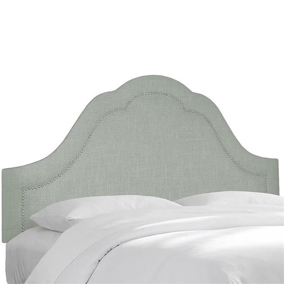 Skyline Furniture 833NB-PWLNNSWDBL King Nail Button Notched Headboard, Linen Swedish Blue