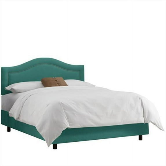 Skyline Furniture 904NBBED-PWLNNLGN California King Inset Nail Button Bed In Linen Laguna