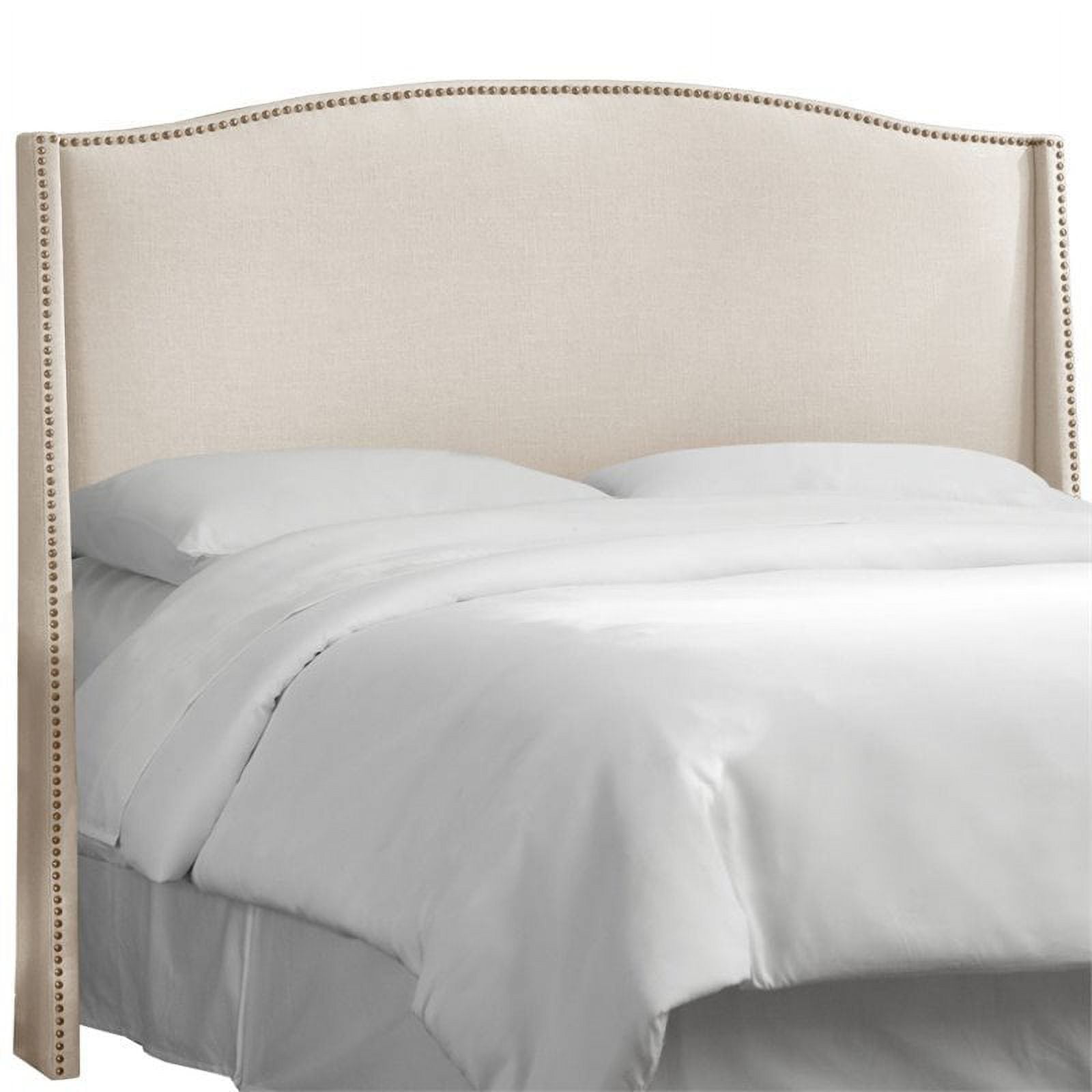 Skyline Furniture Upholstered Full Headboard in Linen Talc