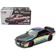 Skyline GT-R BNR32 RHD Chameleon Chrome with Carbon Hood APA XPO 2025 Exclusive 1/64 Die Cast Model Car by Pop Race